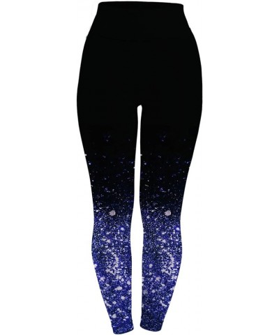 Print Leggings for Women Shiny High Waisted Cotton Yoga Pants Spring Patterned Workout Soft Stretchy Holiday Leggings G-navy ...