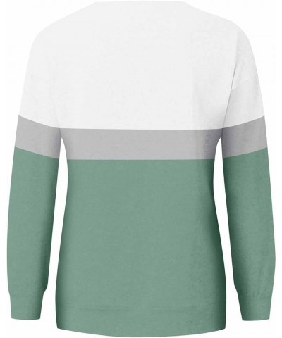 Crew Neck Sweatshirts for Women Casual Basic Pullover Long Sleeve Solid Color Fall Tops Outfits with Pockets 2023 E024- Mint ...