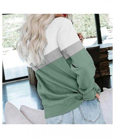 Crew Neck Sweatshirts for Women Casual Basic Pullover Long Sleeve Solid Color Fall Tops Outfits with Pockets 2023 E024- Mint ...