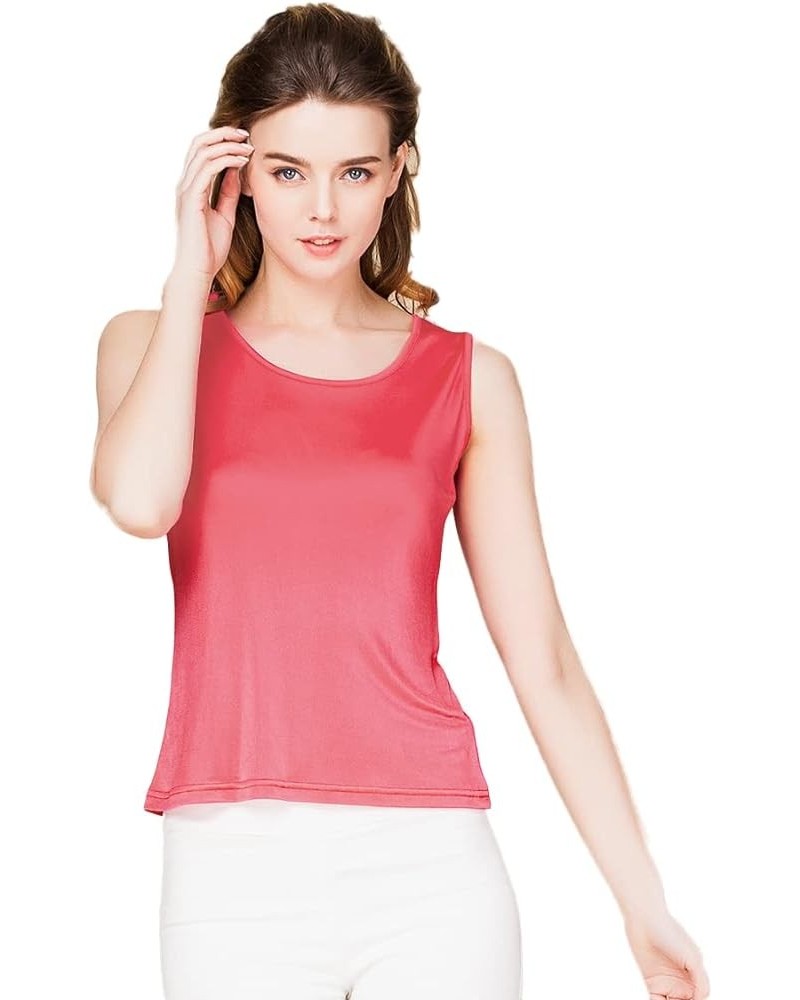 CLC Women's Mulberry Silk Camisole Sleeveless Shirt Tank Tops Double Knit Red $15.19 Tanks