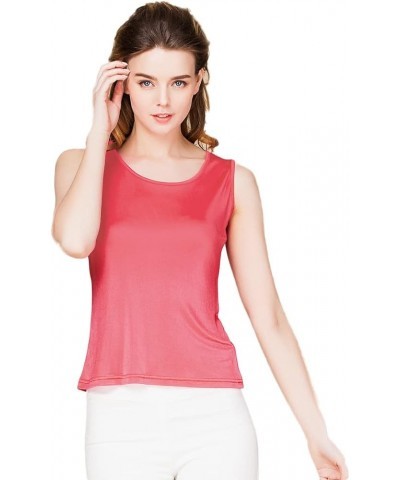 CLC Women's Mulberry Silk Camisole Sleeveless Shirt Tank Tops Double Knit Red $15.19 Tanks