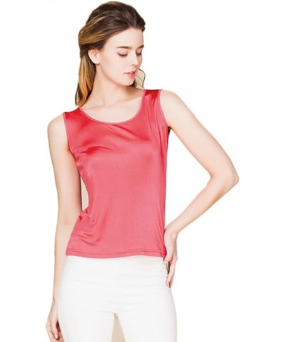 CLC Women's Mulberry Silk Camisole Sleeveless Shirt Tank Tops Double Knit Red $15.19 Tanks