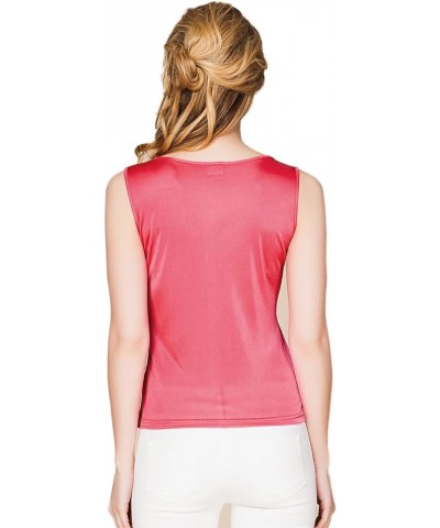 CLC Women's Mulberry Silk Camisole Sleeveless Shirt Tank Tops Double Knit Red $15.19 Tanks