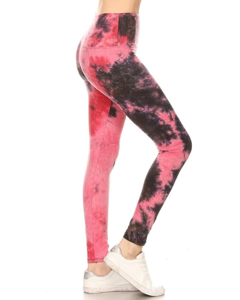 High Waisted Tie Dye & Fabric Print Leggings for Women - Reg, Plus, 1X3X, 3X5X 5" Yoga Raspberry Tie Dye $10.07 Leggings