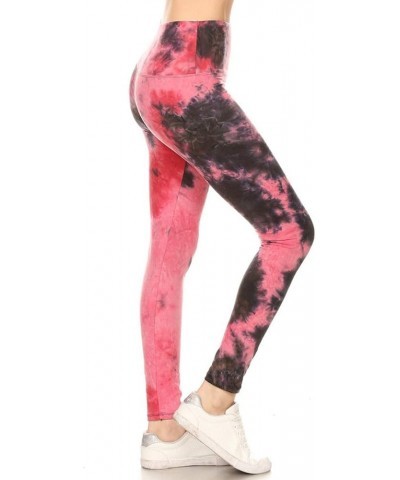 High Waisted Tie Dye & Fabric Print Leggings for Women - Reg, Plus, 1X3X, 3X5X 5" Yoga Raspberry Tie Dye $10.07 Leggings