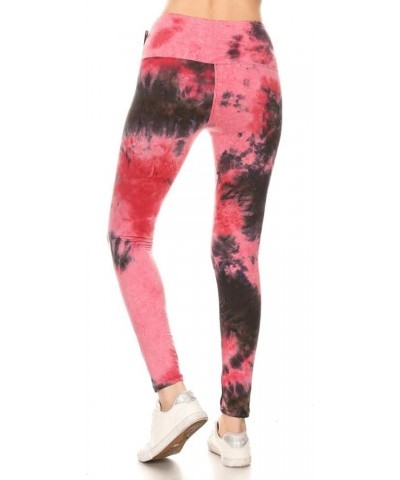 High Waisted Tie Dye & Fabric Print Leggings for Women - Reg, Plus, 1X3X, 3X5X 5" Yoga Raspberry Tie Dye $10.07 Leggings