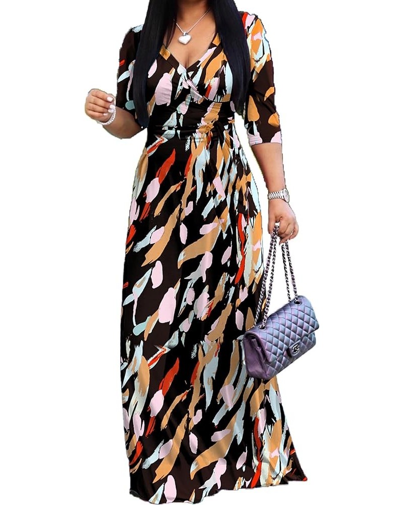 Women's Casual Sexy V Neck 3/4 Sleeves Club wear Party Outfits 00 Floral-103 2001 $15.36 Dresses