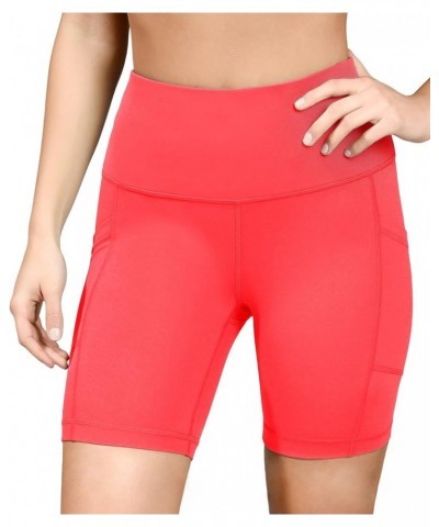 High Waist Squat Proof Side Pocket Biker Shorts - 3.5", 5", 7", 9 Fiery Coral 7 $15.92 Activewear