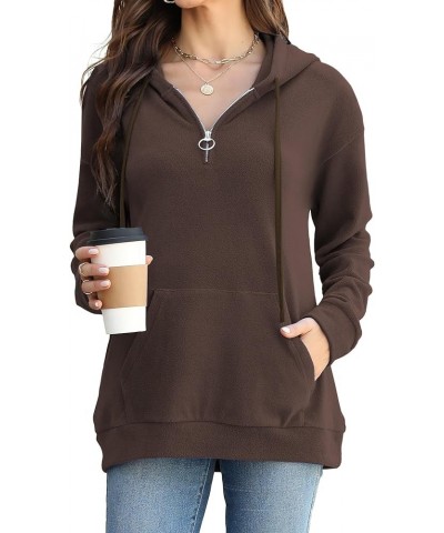 Womens Zip Up Hoodies Oversized Fleece Sweatshirt Pullover Tops with Pockets Fall Fashion Clothes 2023 Brown $10.39 Hoodies &...