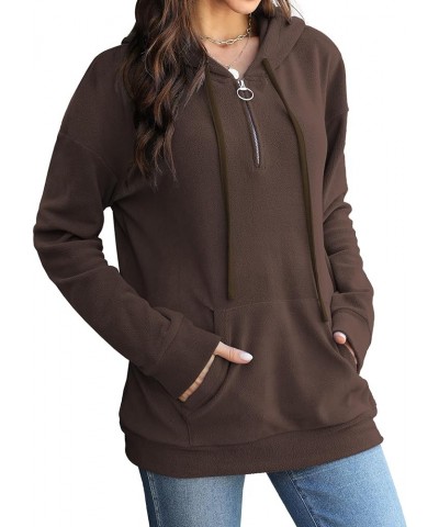 Womens Zip Up Hoodies Oversized Fleece Sweatshirt Pullover Tops with Pockets Fall Fashion Clothes 2023 Brown $10.39 Hoodies &...