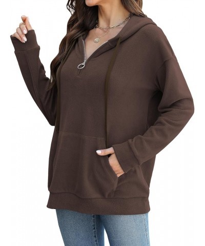 Womens Zip Up Hoodies Oversized Fleece Sweatshirt Pullover Tops with Pockets Fall Fashion Clothes 2023 Brown $10.39 Hoodies &...