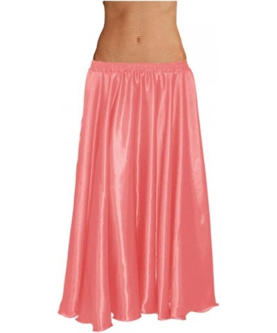 36" Long Women's Satin 2 Slit Full Skirt Belly Dance Gypsy Tribal 9 Yard Panel Jupe Flamenco Boho Rock Salmon $15.00 Skirts