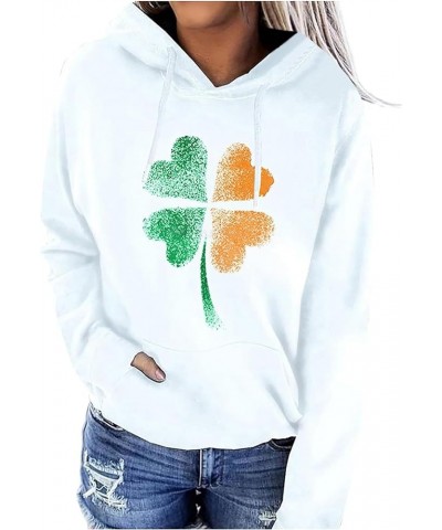 Women's St. Patrick's Day Hoodies Sweatshirt American Flag Shamrock Graphic Casual Tops Clover Long Sleeve Pullover B1-orange...