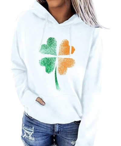 Women's St. Patrick's Day Hoodies Sweatshirt American Flag Shamrock Graphic Casual Tops Clover Long Sleeve Pullover B1-orange...