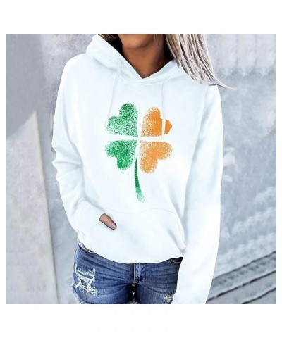 Women's St. Patrick's Day Hoodies Sweatshirt American Flag Shamrock Graphic Casual Tops Clover Long Sleeve Pullover B1-orange...