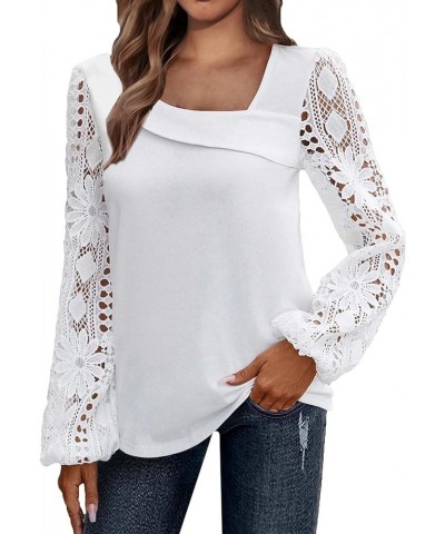 Going Out Tops Sexy Cut/Hollow One/Cold/Off Shoulder Long Sleeve Slim Fit Fashion Casual Shirts H003 White $9.24 Blouses