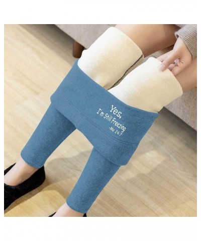 Women Fleece Lined Leggings Plush Thick Thermal Tights High Waisted Yoga Pant Cold Weather Warm Christmas Pants Z-light Blue ...