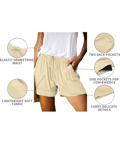 Womens Summer Shorts Leopard/Camo/Solid/Floral Print Elastic Waist Pocketed Casual Pants 2-beige $13.90 Shorts