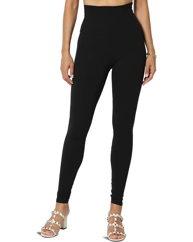 High Waist Stretch Cotton Jersey Full Ankle Leggings Skinny Yoga Pants D Black $11.76 Leggings