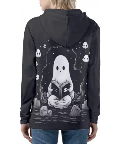 Y2K Zip Up Hoodie Women Oversized Full Zip Long Sleeve Sweatshirt Womens Hoodies Ghost Black $20.13 Hoodies & Sweatshirts