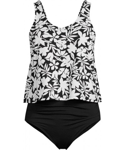 Womens V-neck Fauxkini One Piece Swimsuit Black Havana Floral $46.24 Swimsuits