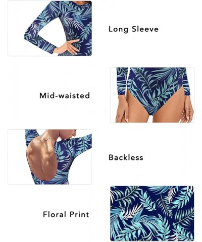 Women Long Sleeve Rash Guard, Backless Floral Print One Piece Bathing Suit UPF 50+ Surfing Swimsuit 1032hs04 $18.89 Swimsuits