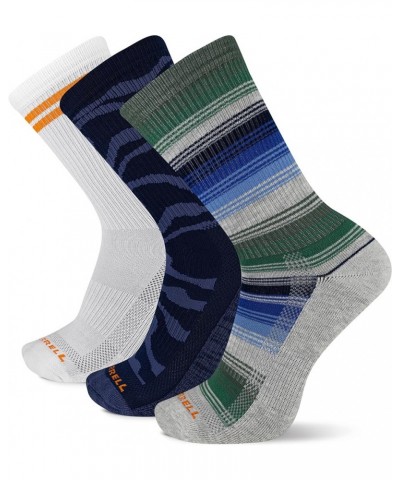 Men's and Women's Recycled Everyday Socks-3 Pair Pack-Repreve Mesh Crew - Blue Stripe Assorted $8.96 Activewear