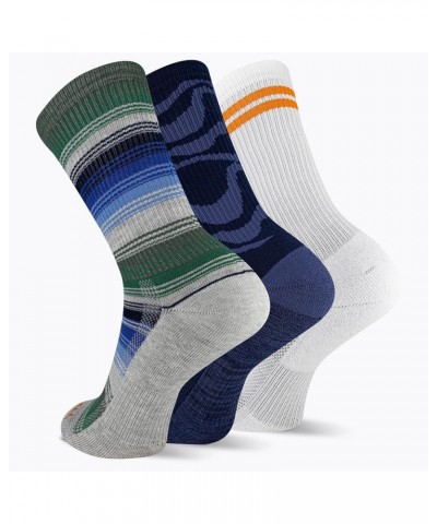 Men's and Women's Recycled Everyday Socks-3 Pair Pack-Repreve Mesh Crew - Blue Stripe Assorted $8.96 Activewear