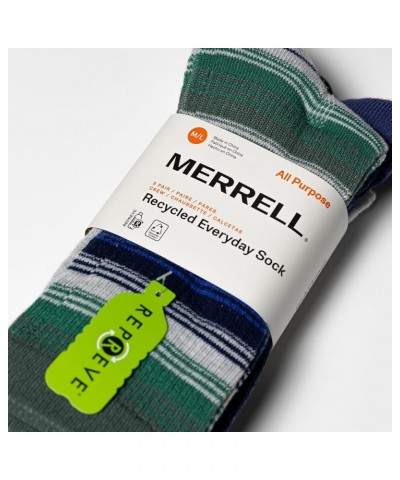 Men's and Women's Recycled Everyday Socks-3 Pair Pack-Repreve Mesh Crew - Blue Stripe Assorted $8.96 Activewear