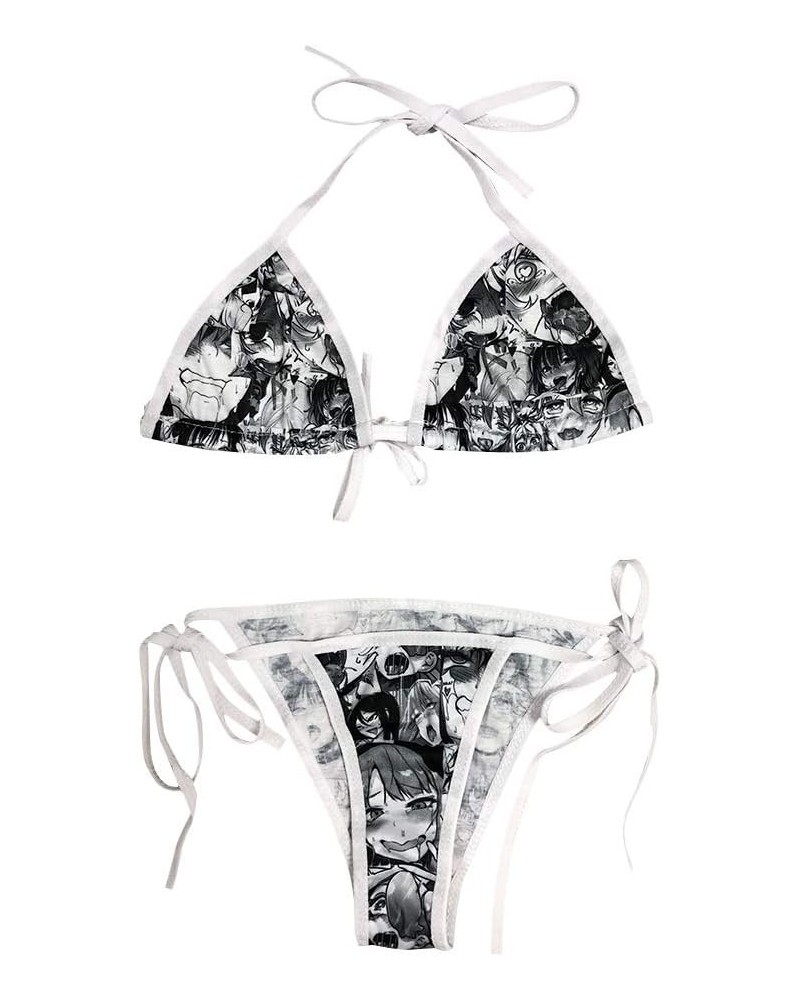 Cute Micro Bikini Lolita Japanese Anime Bra and Panty Set Cosplay Thong Bikini Gray $11.99 Swimsuits