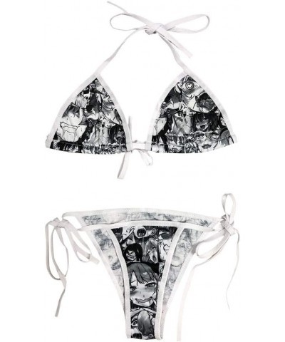 Cute Micro Bikini Lolita Japanese Anime Bra and Panty Set Cosplay Thong Bikini Gray $11.99 Swimsuits