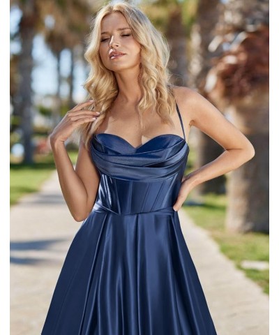 Women's Spaghetti Straps Cowl Neck Bridesmaid Dresses with Pockets Long Pleats Formal Dress YG254 Light Blue $33.14 Dresses