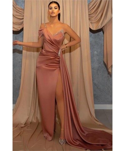 Women's One Shoulder Prom Dresses for Teens Corset Satin Ball Gown Long Slit Wedding Guest Formal Dress Burnt Orange $45.89 D...