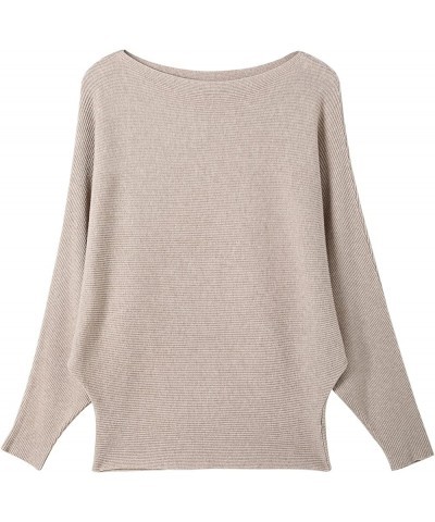 Women's Batwing Sleeves Sweater Solid Boat Neck Knit Pullover Dolman Sweater Tops for Women Camel $15.53 Sweaters