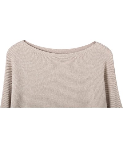 Women's Batwing Sleeves Sweater Solid Boat Neck Knit Pullover Dolman Sweater Tops for Women Camel $15.53 Sweaters