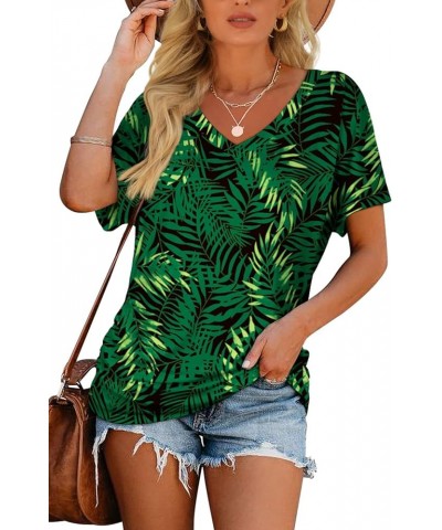 Womens Summer Tops Short Sleeve V Neck Dolman Shirts Loose Fit Tunic Tops 8-green Leaf $12.99 T-Shirts