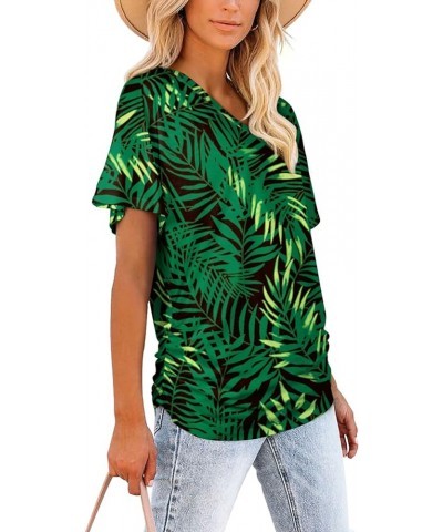 Womens Summer Tops Short Sleeve V Neck Dolman Shirts Loose Fit Tunic Tops 8-green Leaf $12.99 T-Shirts