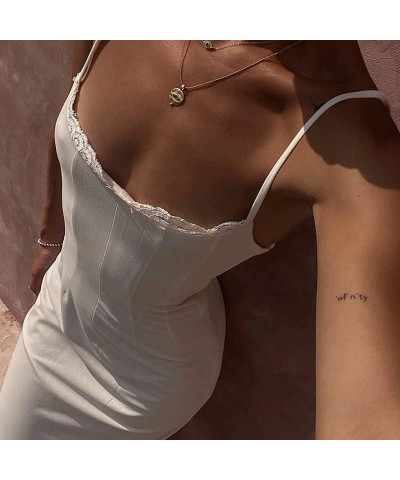 Elegant Long Maxi Dress Women Spaghetti Strap Floral Midi Dress Slim Bodycon Backless Night Party Sexy Dresses Q- White 3 $10...