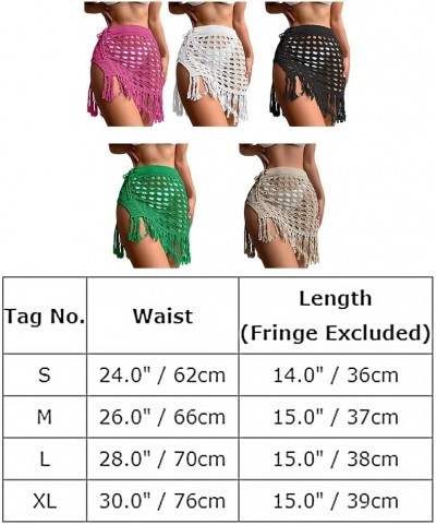 Women's Crochet Cover up Hollow Out Beach Sarongs Coverups Fringe Tassel Bikini Wrap Skirt Sheer Swimsuit Bathing Suit Green ...