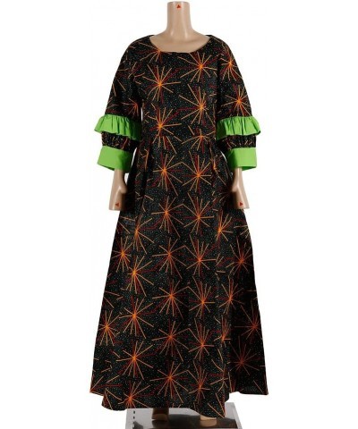 African Dresses for Women 3/4 Patchwork Ruffle Sleeve High Waist Floor-Length Party Dress Cl8 $37.74 Dresses