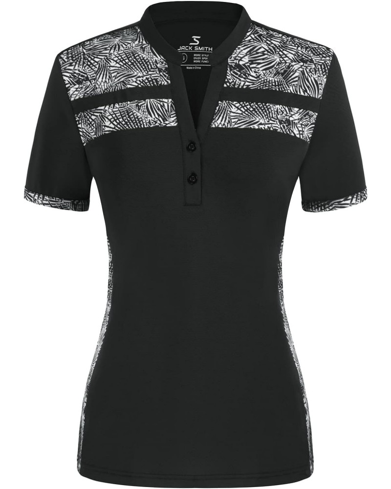 Women's Golf Polo Dry Fit Athletics Shirts with Collar Short Sleeve Summer UPF 50+ Polo Shirts Black $12.30 Shirts