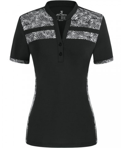 Women's Golf Polo Dry Fit Athletics Shirts with Collar Short Sleeve Summer UPF 50+ Polo Shirts Black $12.30 Shirts