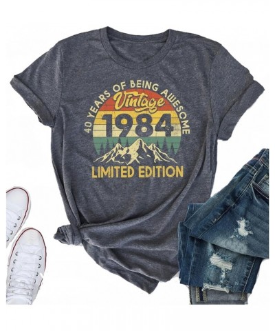 40th Birthday Gift for Women Vintage 1984 Shirt Letter Print Retro Party Tops Casual Short Sleeve Tee 1984 Dark Grey 5 $12.87...