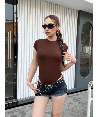 3 Piece Women's Round Neck Short Sleeve T Shirts Basic Tops Bodysuits Jumpsuit Black/White/Grey $10.59 Bodysuits