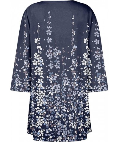 Long Cardigan Irregular Hem Women's Casual 3/4 Sleeve Shirts Boho Flower Half Sleeves Jackets with Pocket S-5XL & Navy_09 $7....