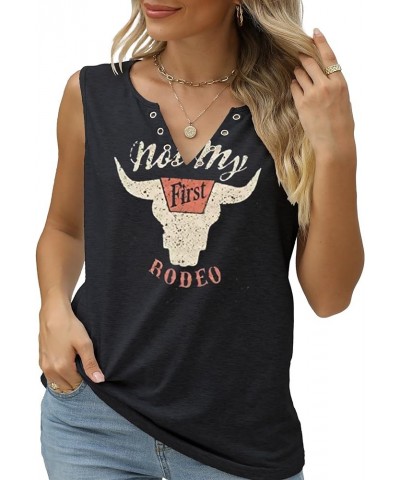 Not My First Rodeo Tank Women Rodeo Shirt Country Cowboy Western T Shirts Sleeveless V Neck Ring Hole Tank Tops Black $12.95 ...