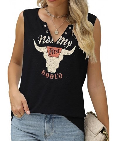 Not My First Rodeo Tank Women Rodeo Shirt Country Cowboy Western T Shirts Sleeveless V Neck Ring Hole Tank Tops Black $12.95 ...