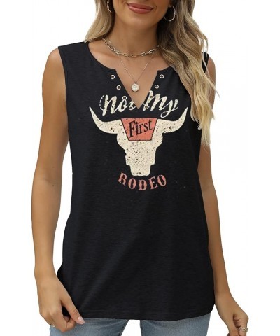 Not My First Rodeo Tank Women Rodeo Shirt Country Cowboy Western T Shirts Sleeveless V Neck Ring Hole Tank Tops Black $12.95 ...