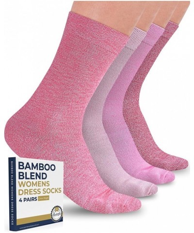 Womens Trouser Socks - 4 Pairs Crew Womens Dress Socks | Bamboo Socks Womens | Dress Socks Women 4 Pairs - Pink $14.97 Socks