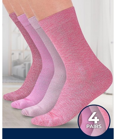 Womens Trouser Socks - 4 Pairs Crew Womens Dress Socks | Bamboo Socks Womens | Dress Socks Women 4 Pairs - Pink $14.97 Socks